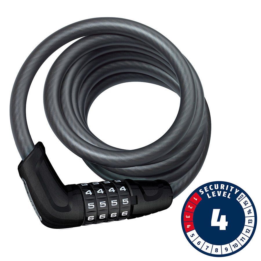 Abus, Tresor 6512C, Cadenas à câble, Combinaison, 12mm, 180cm, 5.9', Noir - Velomane