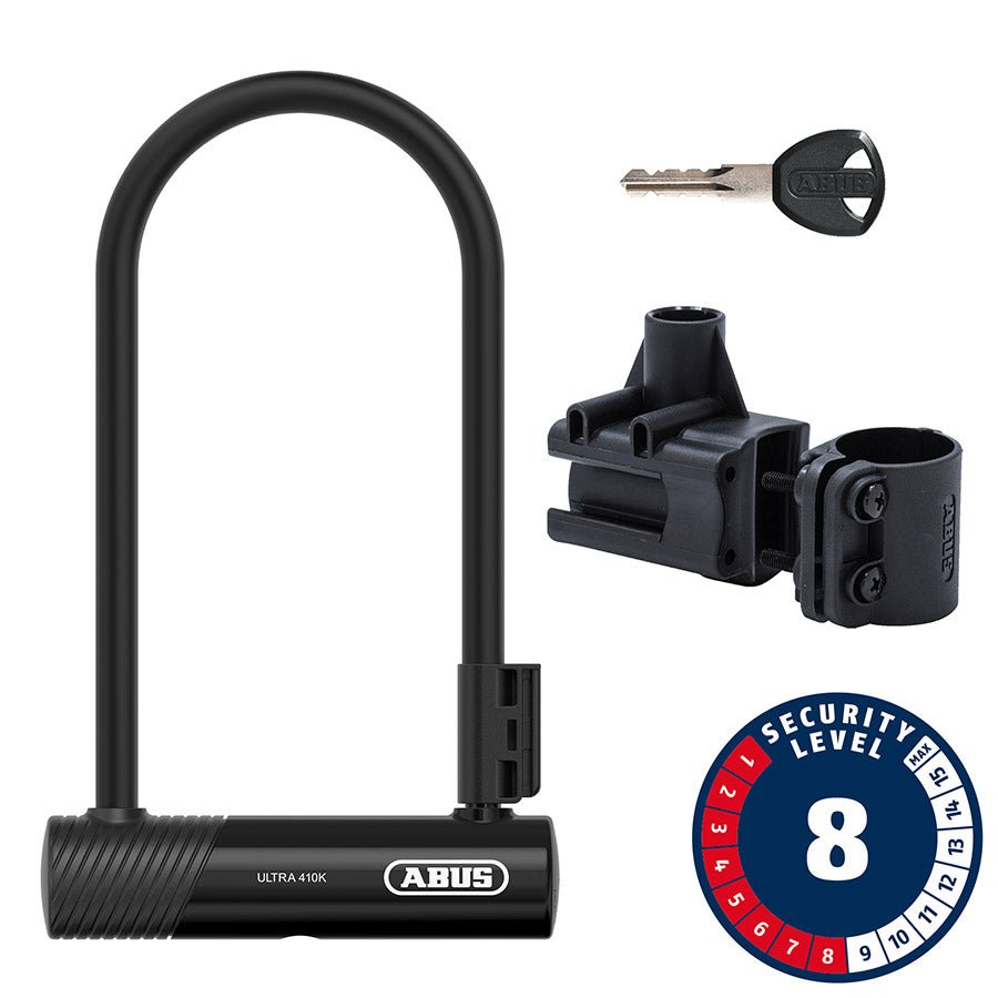 Abus, Ultra 410K, Cadenas en U, Clé, 12mm, 170x230mm, 6.7''x9'', SH34, Noi - Velomane